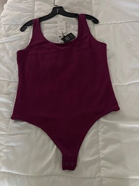 Express women’s body contour body suit, color Deep Berry -large  new with tags